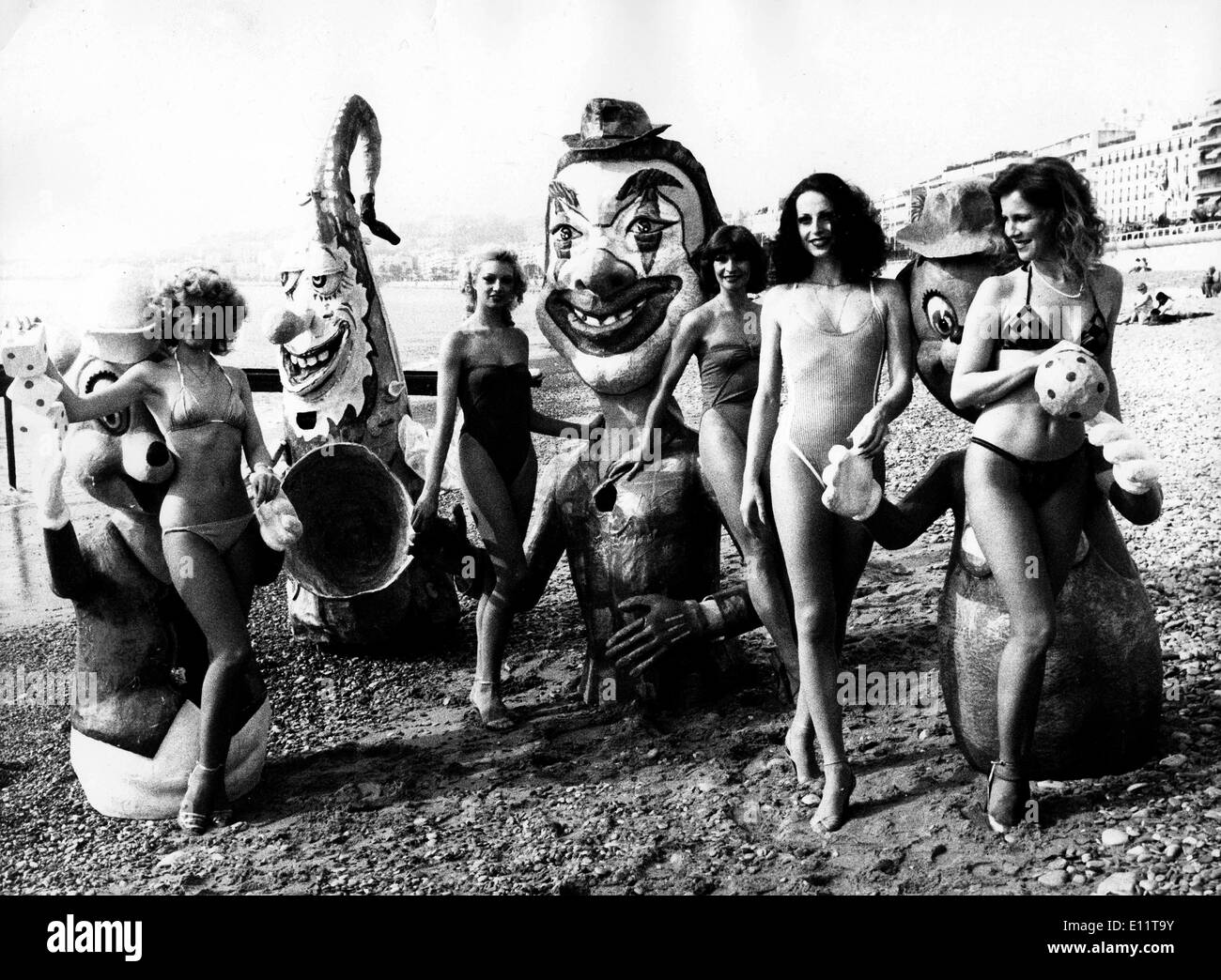 Feb 15, 1980; Nice, FRANCE; Carnival in the Sun: French models wearing bathing suits at the French Riviera during the French carnival celebrations.