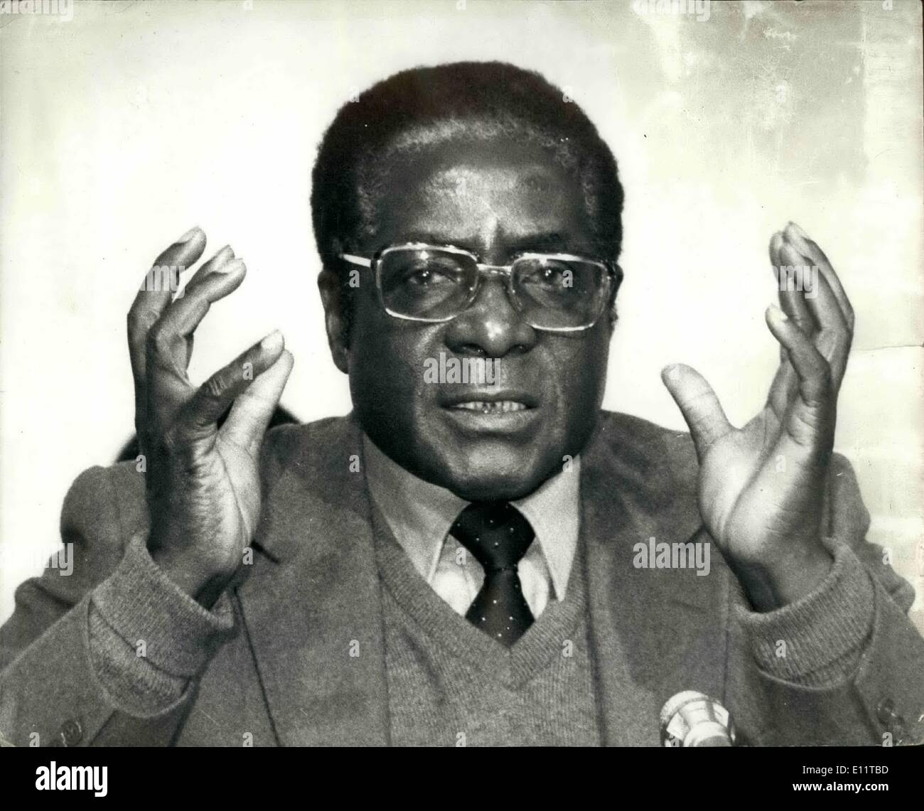Mar. 03, 1980 - Zimbabwe in his hands Lord Soames, British Governor' today invited Robert Mugabe to form the first Government of Independent Zimbabwe, after his landslide victory. Stock Photo