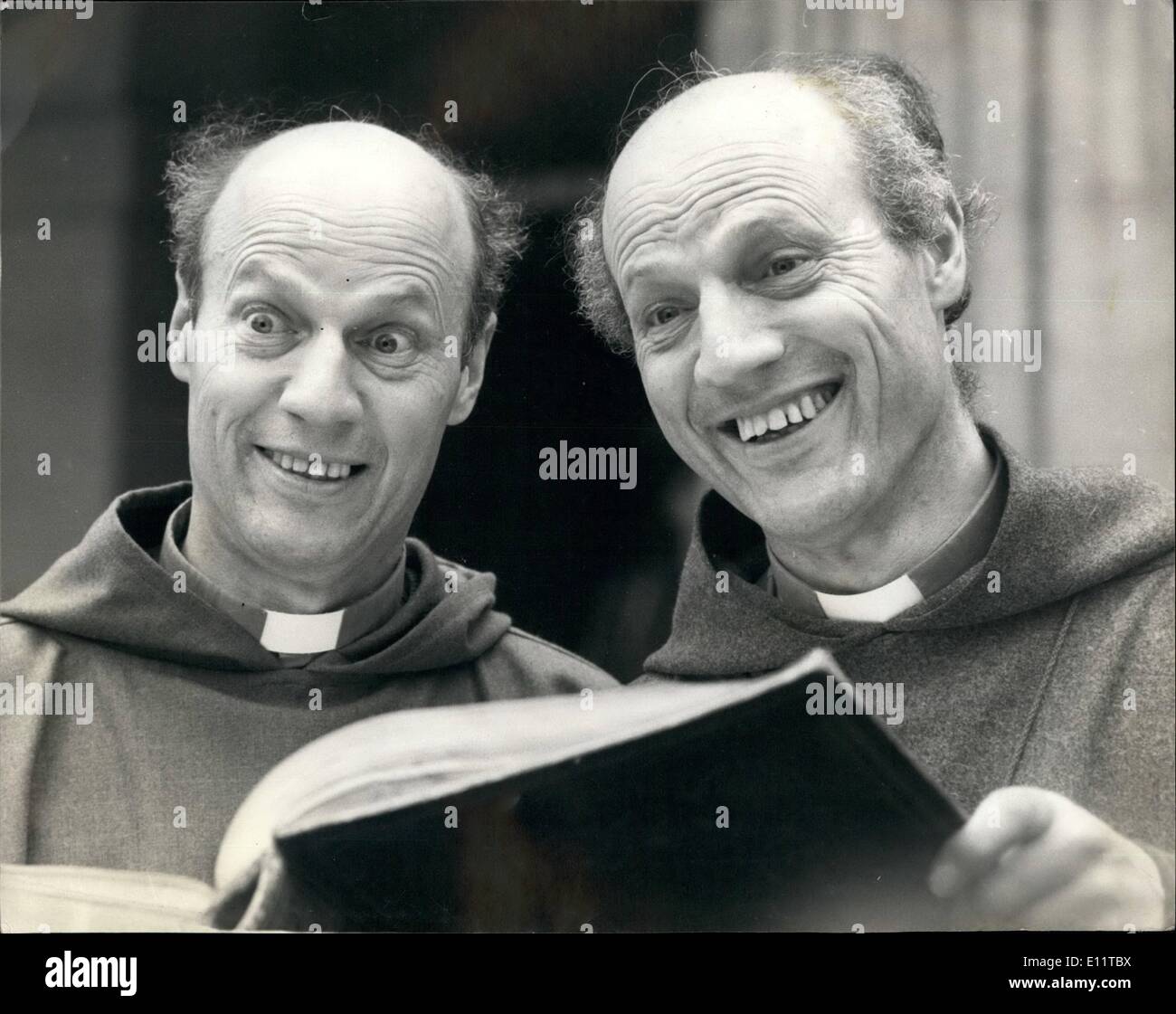 Mar. 03, 1980 - Identical Twins Become Bishops: Twin brothers of 48, identical in looks and voice, are soon to be among the bishops in the Church of England. The Revd Michael Thomas Ball has been appointed Bishop of Jarrow - his brother the Rt Revd Peter Ball, CGA, is the Bishop of Lewes and is an inch taller and half an hour older than the new Bishop. The brothers, who were at school and university together, ckaim that a telepathic feeling drew them to found a religious community together in Stroud in 1960 Stock Photo