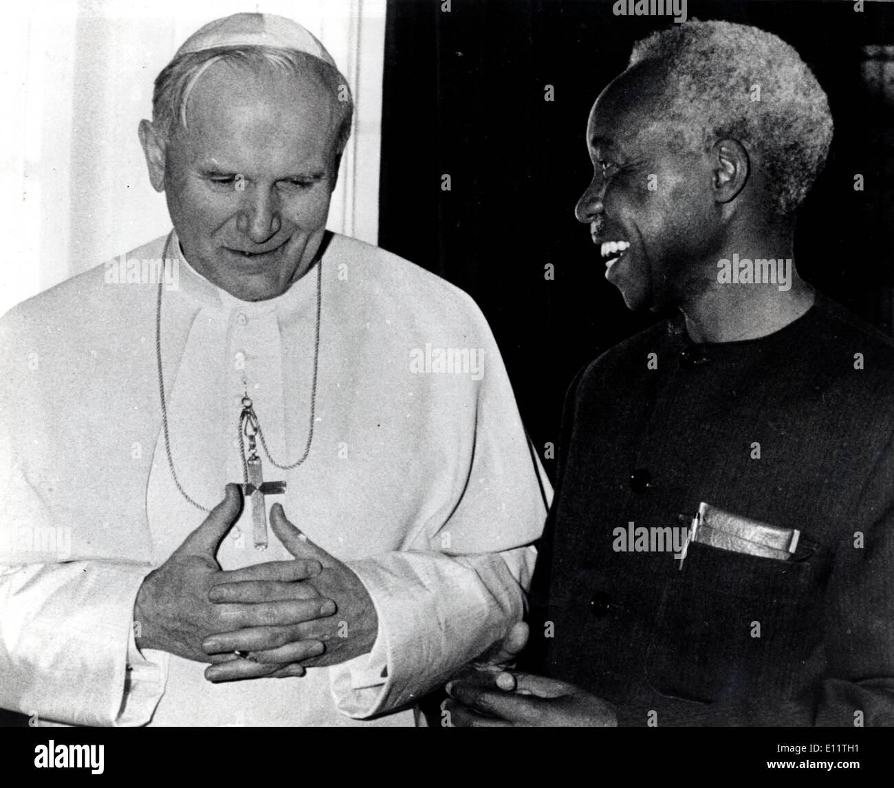 Mar 13, 1980; Vatican City, ITALY; POPE JOHN PAUL II with President JULIUS NYERERE. Stock Photo
