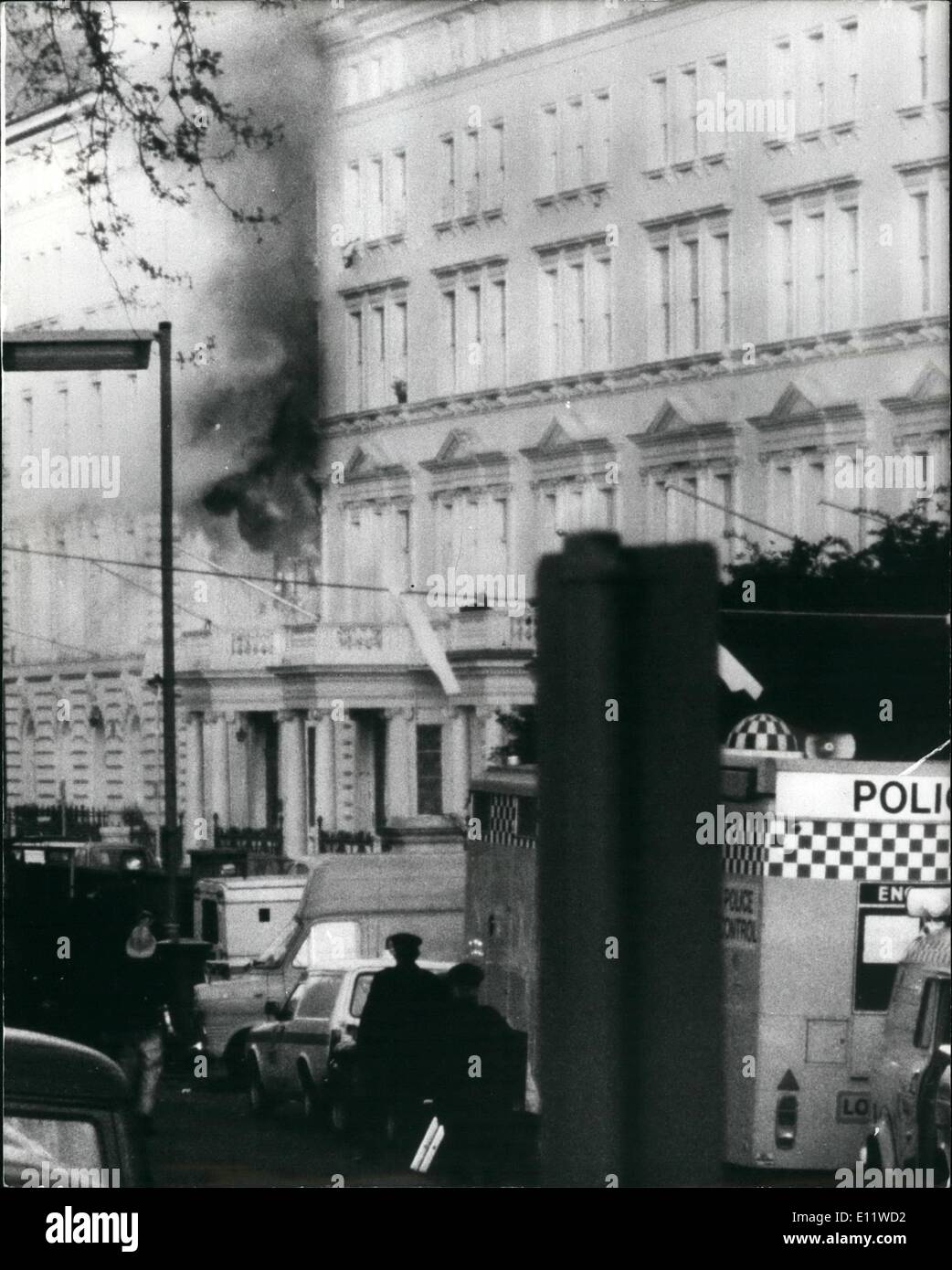May 05, 1980 - SAS Squad storm Iranian Embassy and Free all the hostages: The six days siege of the Iranian Embassy in London's Stock Photo
