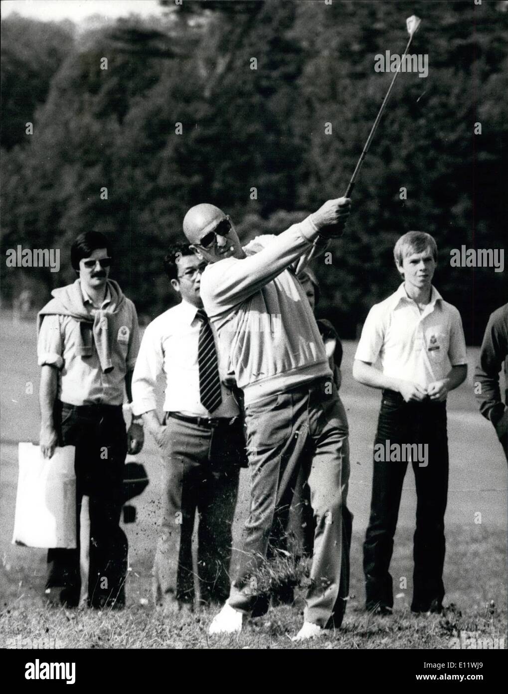 Sep. 09, 1980 - Bob Hopes British Classic At Epson. Photo Shows Telly Savalas seen Shooting out of the rough during the first round of the Bob Hope British Classic Golf Tournament at Epson Today. Stock Photo