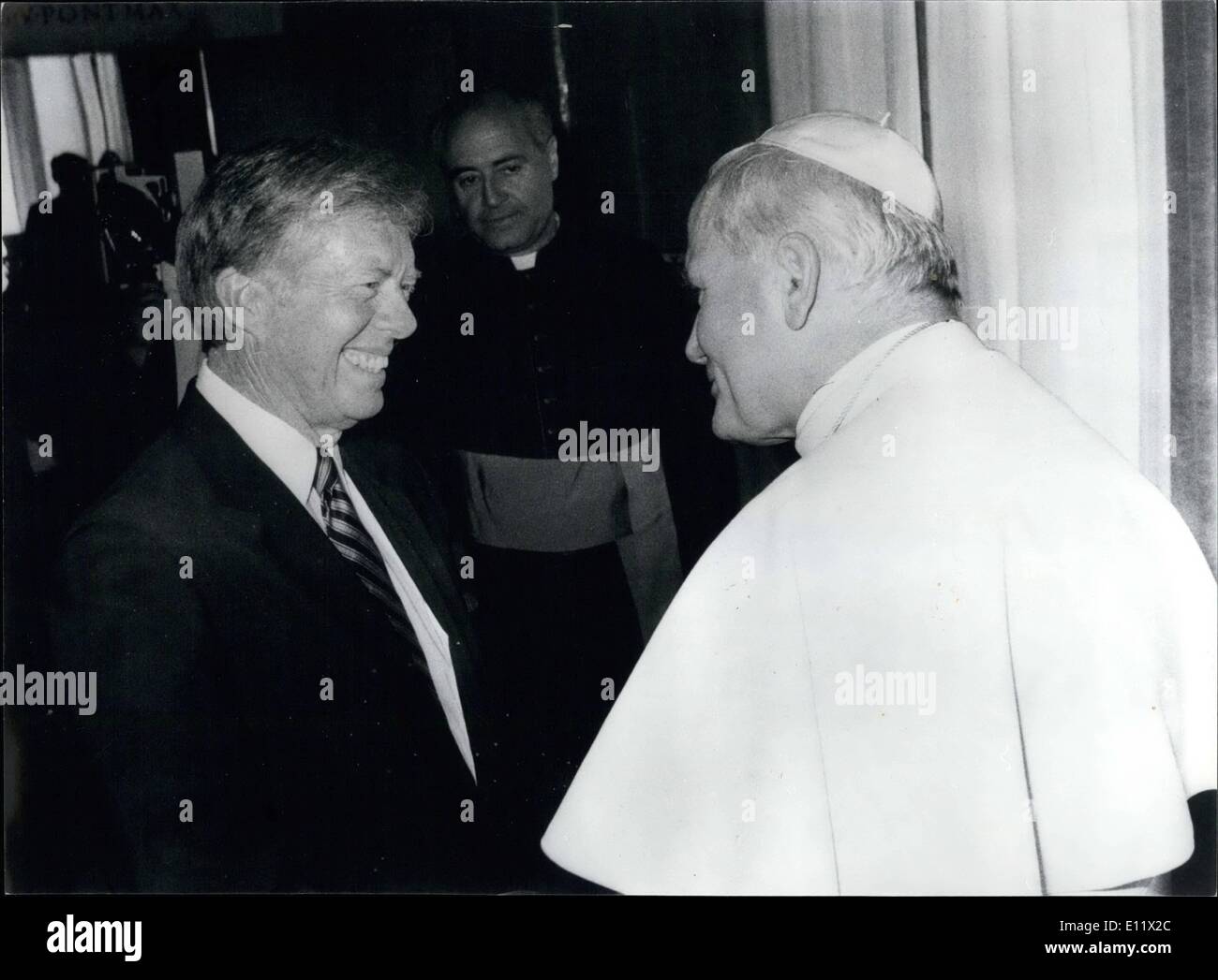 Jun. 06, 1980 - President Carter meets the pope. Photo shows President Carter seen during his meeting with Pope John Paul II in Stock Photo