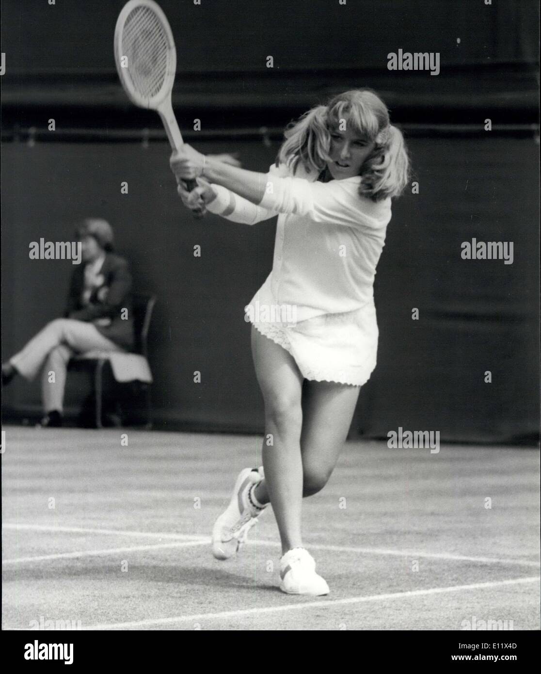 Jun. 24, 1980 - Wimbledon Tennis Tracy Austin V A. Moulton. Photo shows Tracy Austin (USA) seen in action on No. 1 court today against Miss A. Moulton (USA) during the first round of the ladies singles. Stock Photo
