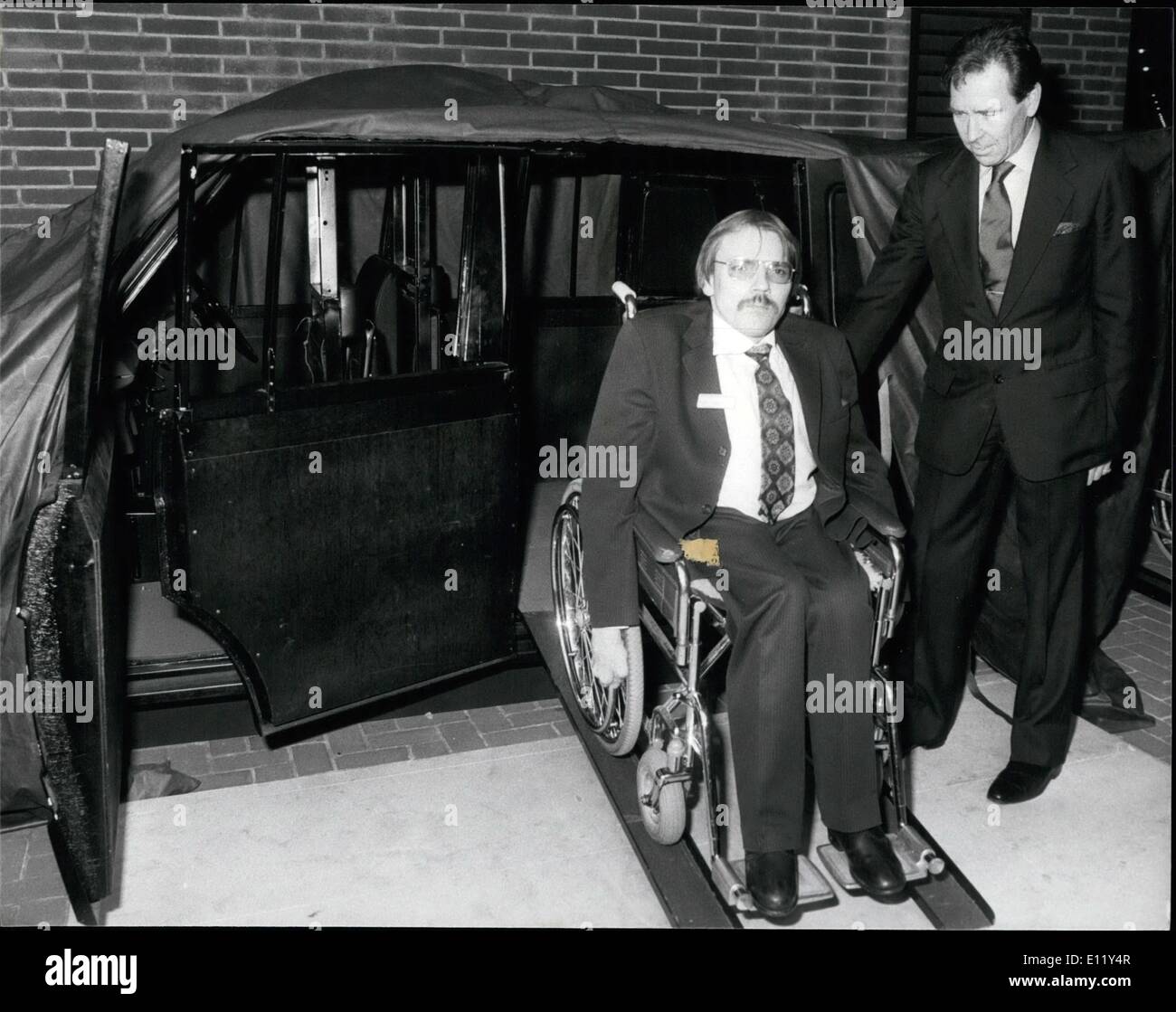 Mar. 03, 1981 - Snowdon at Transport Without Handicap Conference: The Rt. Hon the Earl of Snowdon President of the International Year of the Disabled People today spoke at the opening of the one day National conference 'Transport Without Handicap' in the Great Hall, Kensington Town Hall London W,8. 550 delegates representing transport operators and planners together with disabled transport users themselves met to discuss the special problems which disabled people face when using transport, and how transport can better be made to meet their needs. Picture Shows Taxi for the disabled Stock Photo
