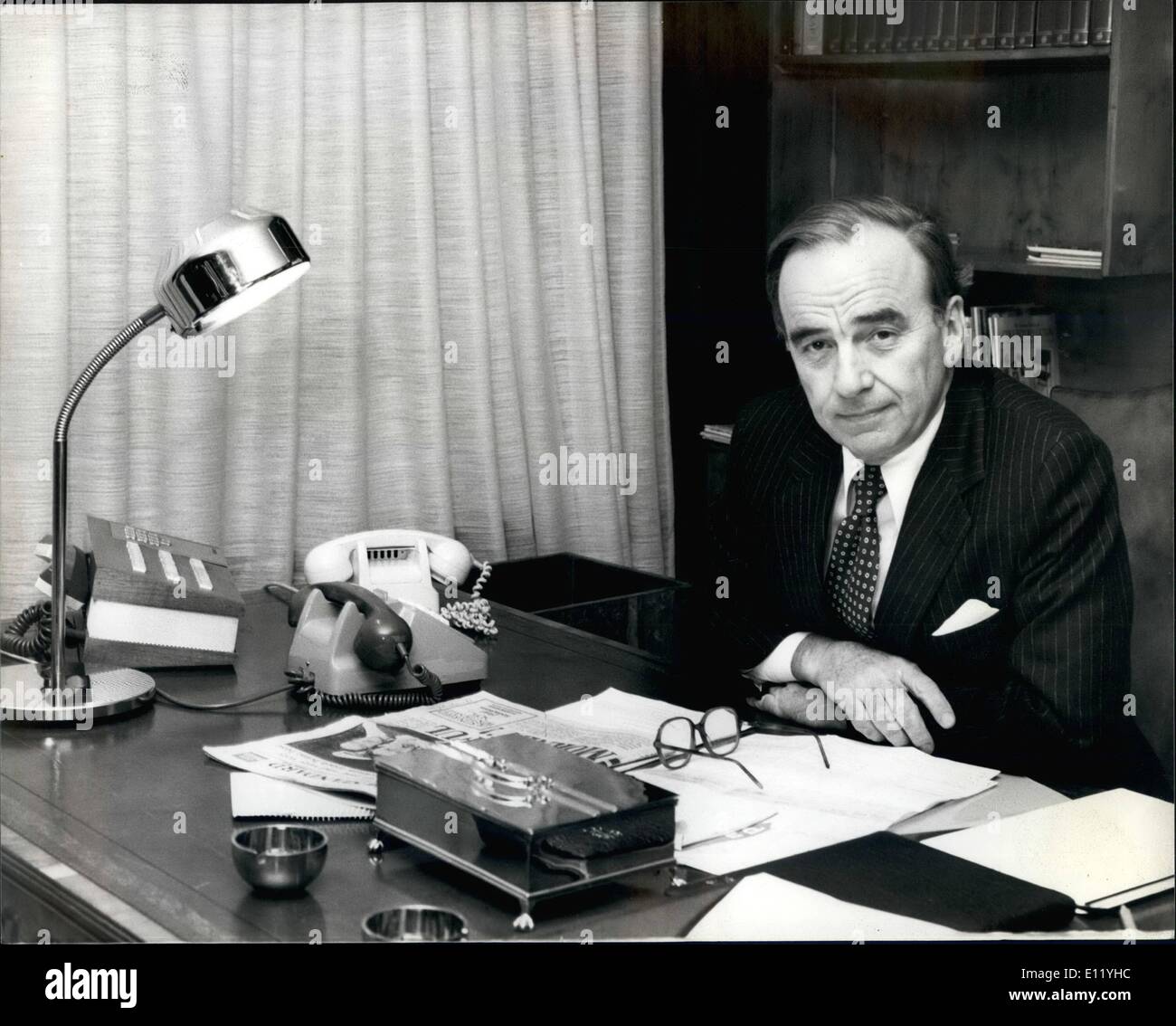 Jan. 01, 1981 - RUPERT MURDOCH - TIMES FRONT RUNNER: Mr. Rupert Murdoch, owner of the Sun and the News of the World, is emerging as the leading contender for the titles of the Time and Sunday Times. The name of the new owners should be known by the end of this week. Photo shows Mr. Rupert Murdoch pictured at his desk in his London office today. Stock Photo