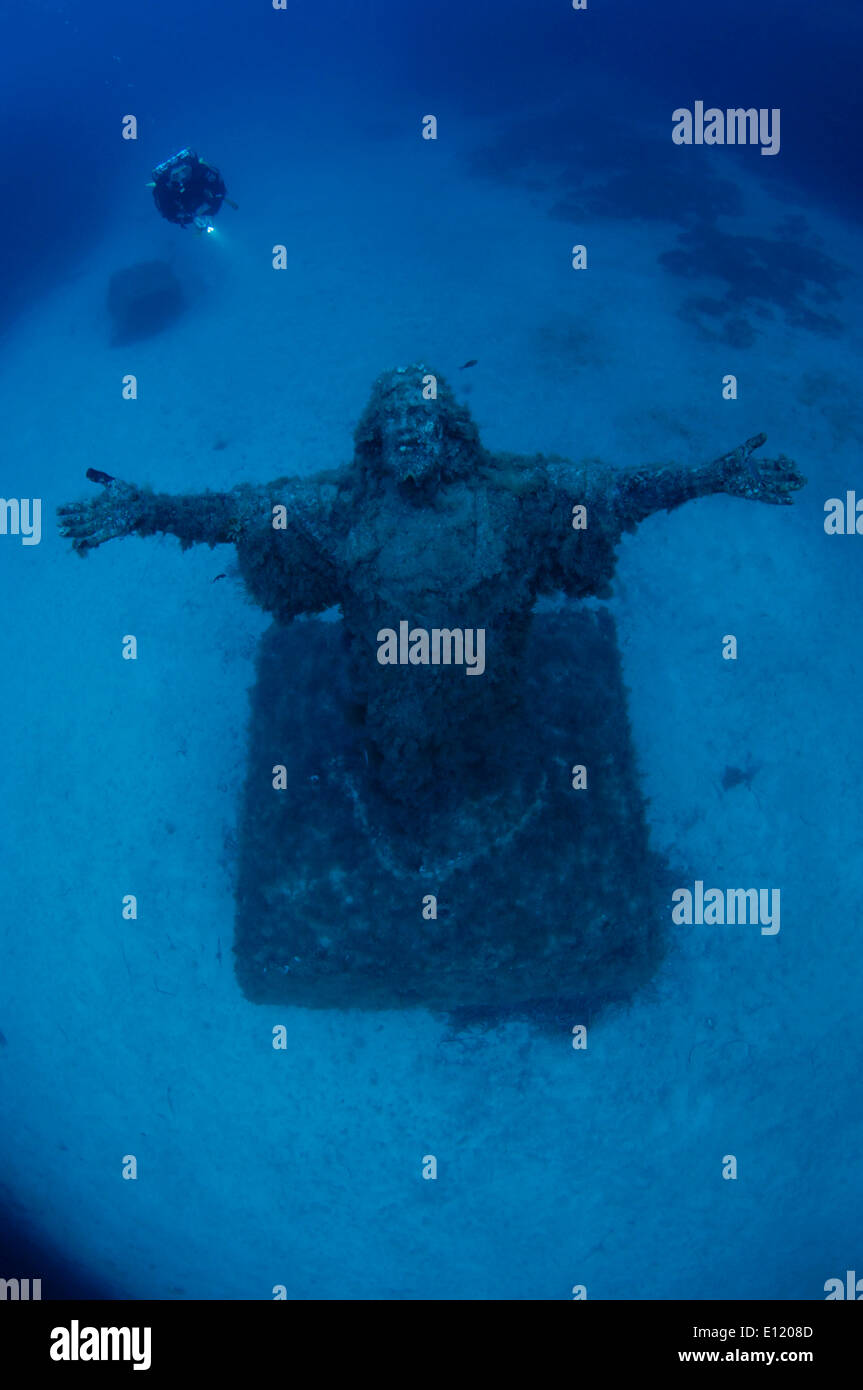 Diving the statue of Christ Stock Photo