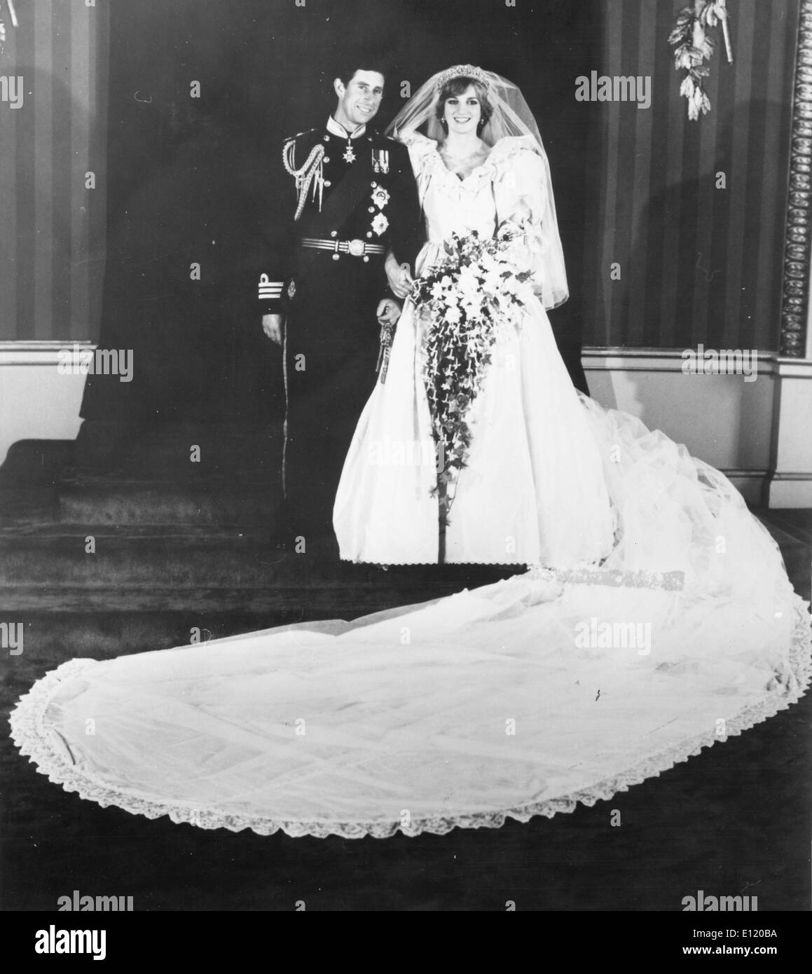 Wedding Of Prince Charles And Lady Diana Spencer Black And White Stock