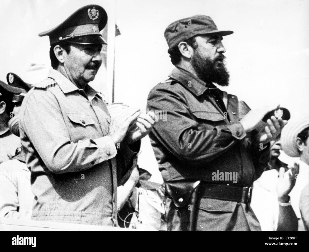 Fidel Castro Together With His Brother Raul Castro During An Official Stock Photo Alamy