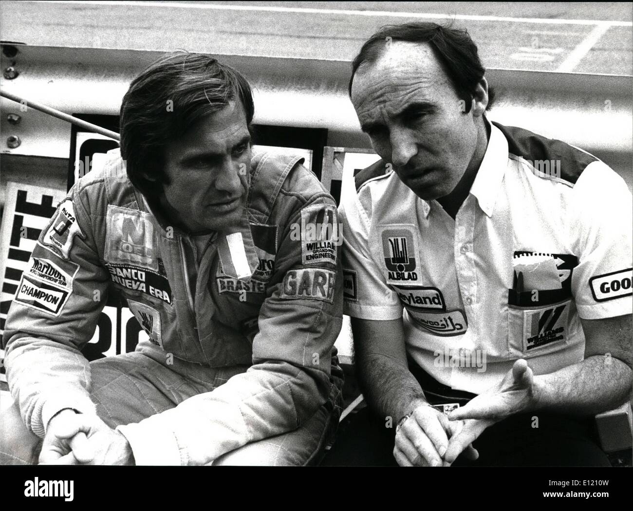 Sep. 09, 1981 - Argentinan formula-one-driver Carlos Reutemann (left) with his team-boss Frank Williams (right) Stock Photo