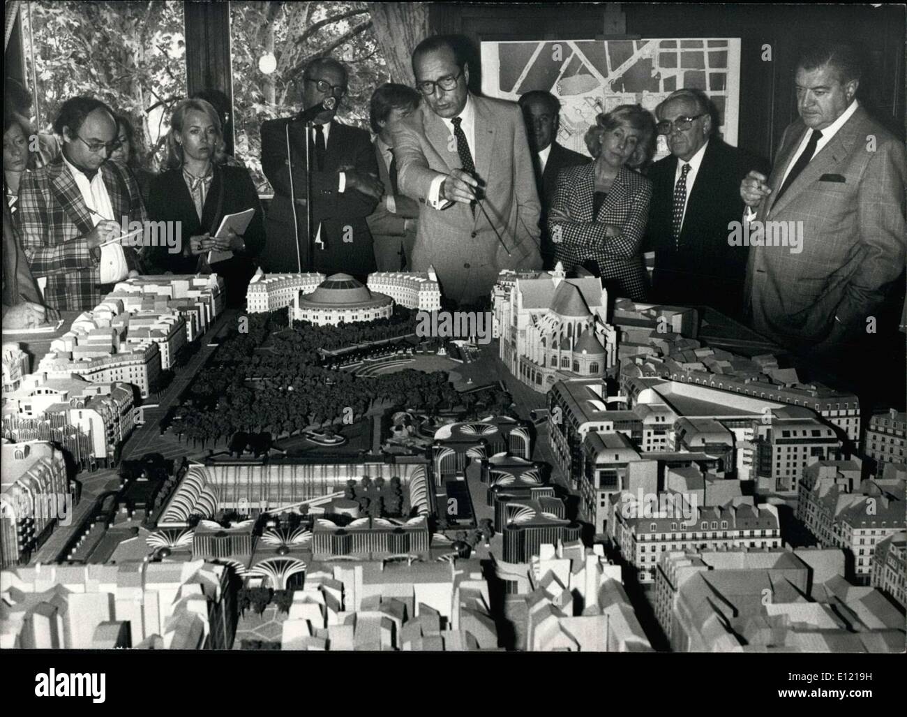 Jun. 25, 1981 - Mayor of Paris Jacques Chirac helped at the presentation of the model for the clean up of the Halles quarter of Stock Photo