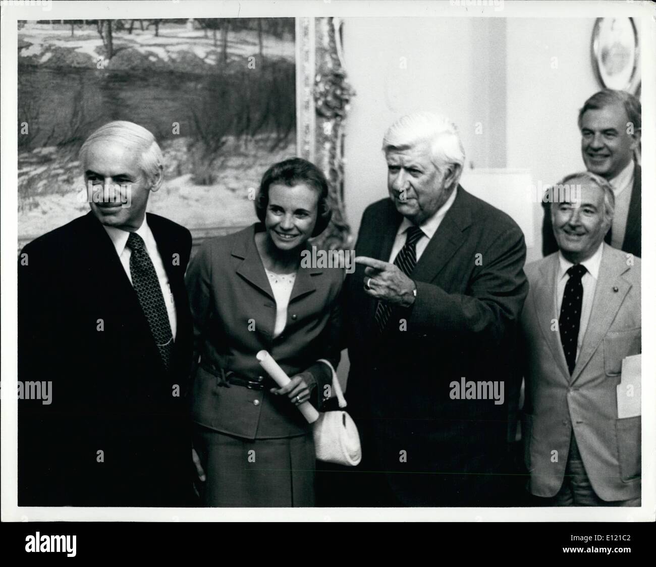 Jul. 07, 1981 - Meeting The House Leadership Touring the U.S. Capitol, Judge Sandra D. O'Connor, of the Arizona Court of Appeals. President Reagan's choice as the first woman to be nominated to the United States Supreme Court met with leaders of the House of Representatives in the office of Speaker Tip O'Neill. L-r are: Attorney General Smith-French; Judge O'Connor; Speaker O'Neill and Rep. Peter Rodino (D) N.J. Stock Photo