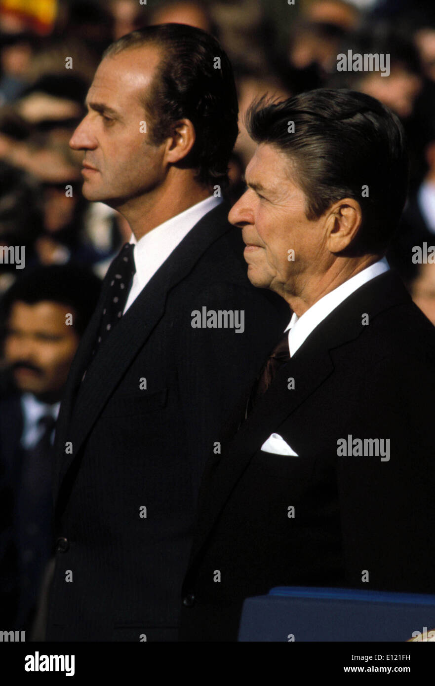 Oct 13, 1981; Washington, DC, USA; United States republican President RONALD REAGAN and King of Spain JUAN CARLOS I during welcoming ceremony at the White House.. (Credit Image: KEYSTONE Pictures USA/ZUMAPRESS.com) Stock Photo