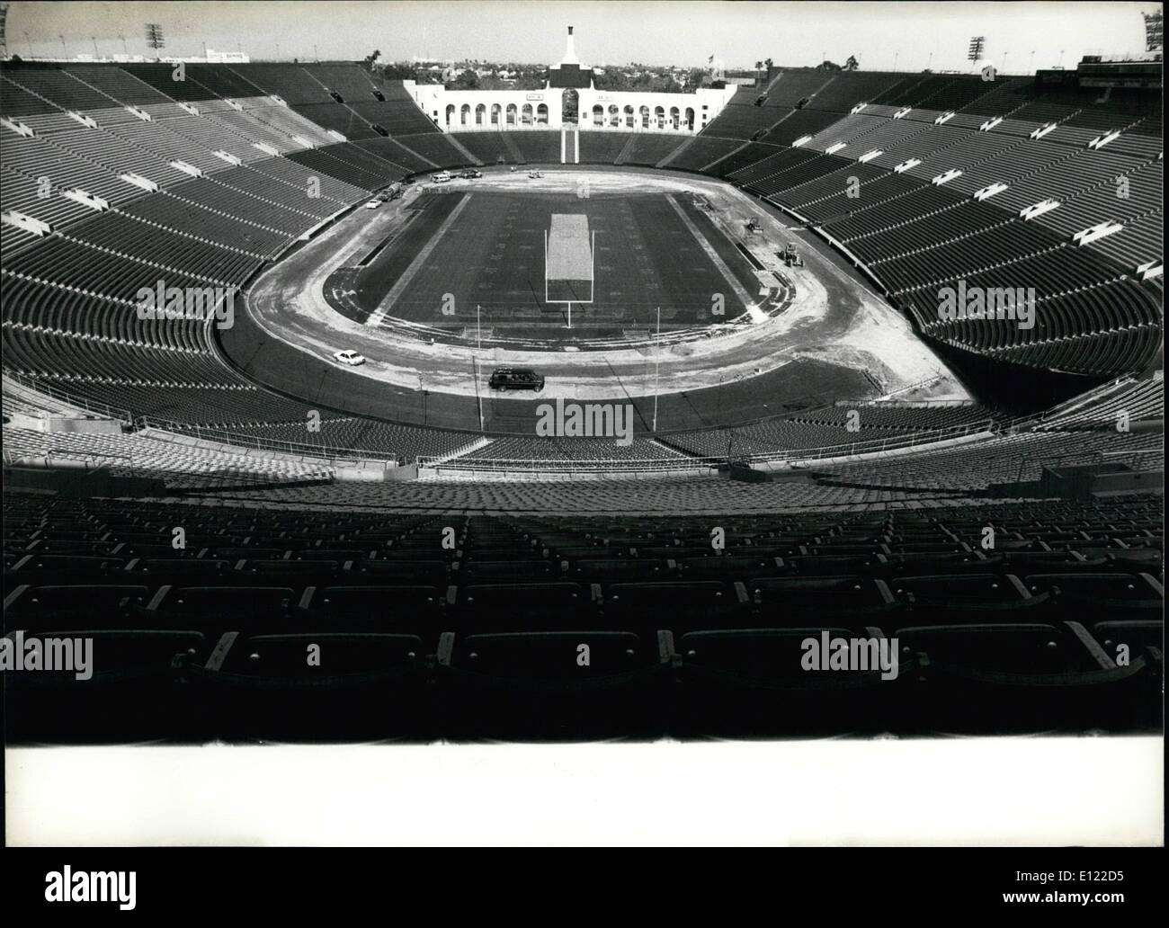 Jul. 07, 1983 - One year before Los Angeles Olympics. In the Los Angeles Memorial Coliseum US President Reagen will open the 1984 games in front of about 100'000 spectators . Also the closing ceremony and the track and field events will be held here. Stock Photo