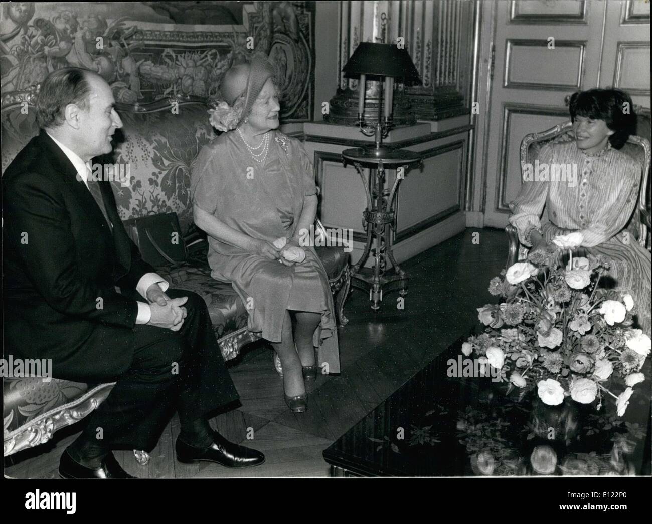 May 12, 1982 - Queen Elizabeth of England Visits President Mitterand, Paris APRESS.com Stock Photo
