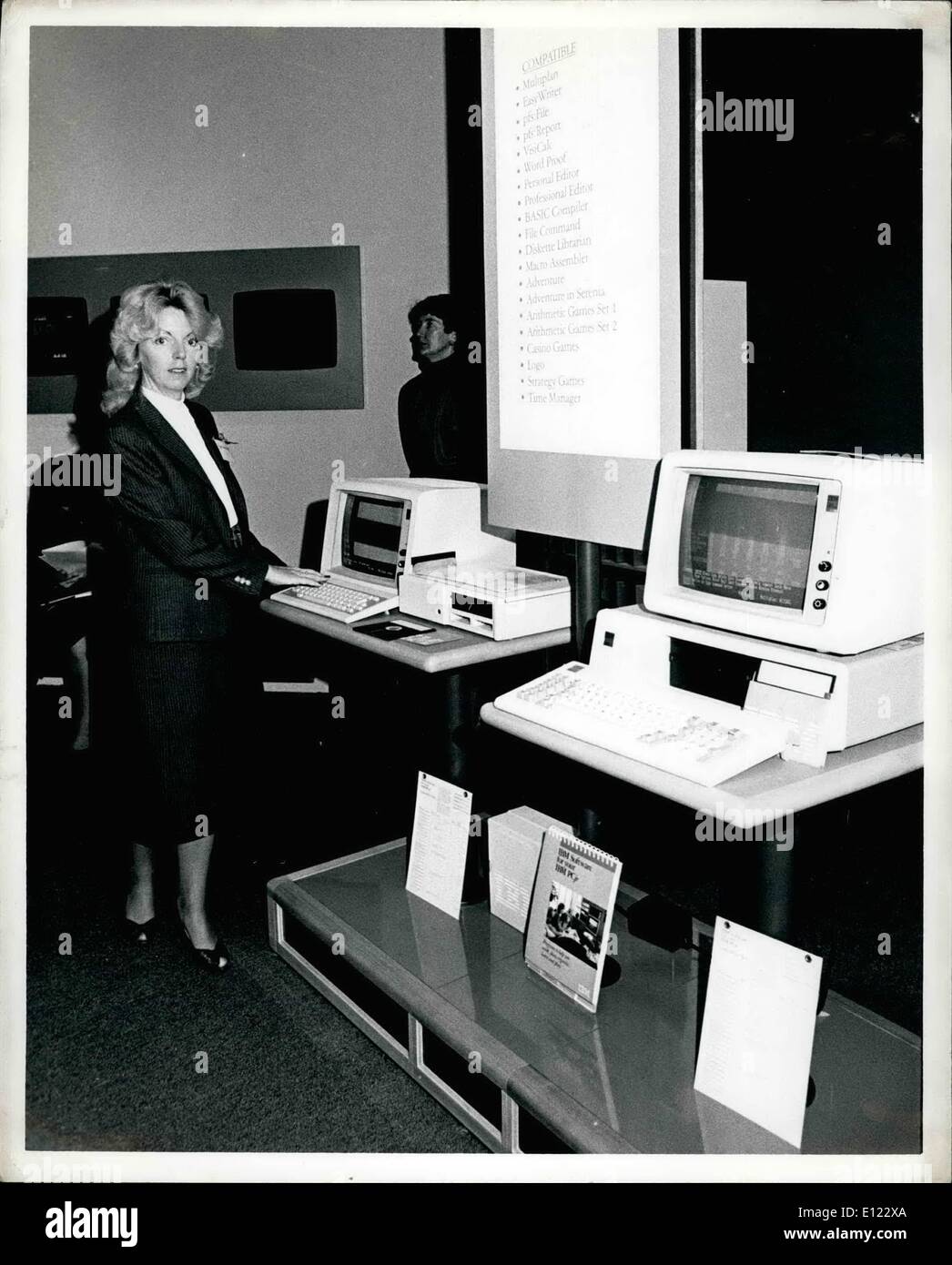 Nov. 11, 1983 - IBM Introduces the new PC Jr. in New York Photo Shows Left the new PC Jr. nicknamed the Peanut compared with the popular IBM PC Right Foreground. Stock Photo