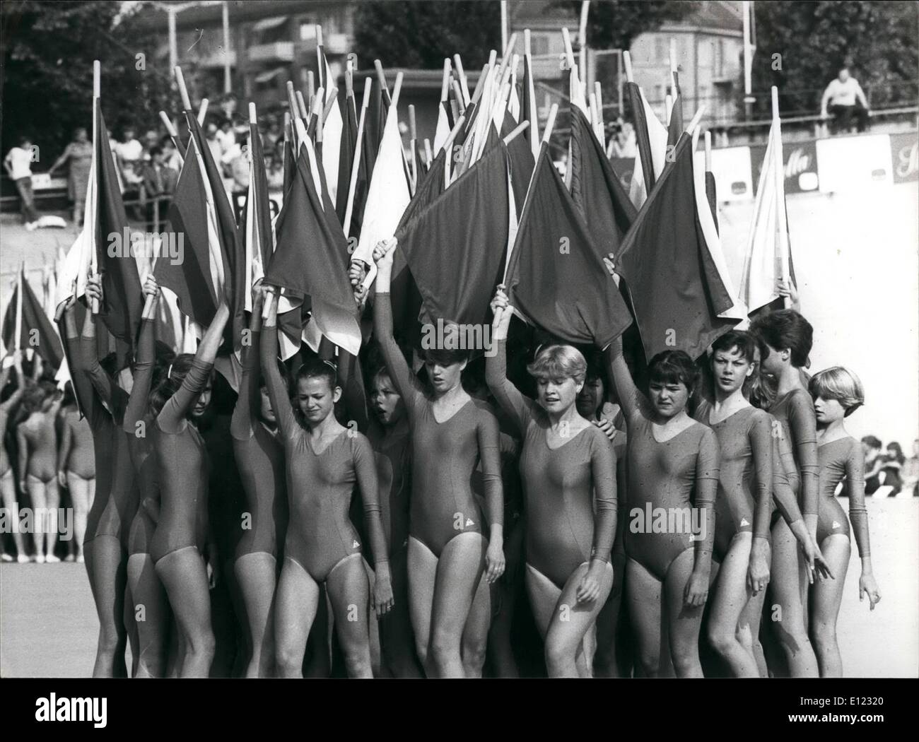 Jul. 07, 1982 - Aren't they beautiful..: These Dutch girls performing with their bodies and silk shawls- one of the many shows at Gymnestrada held these days in Zurich, Switz. Stock Photo