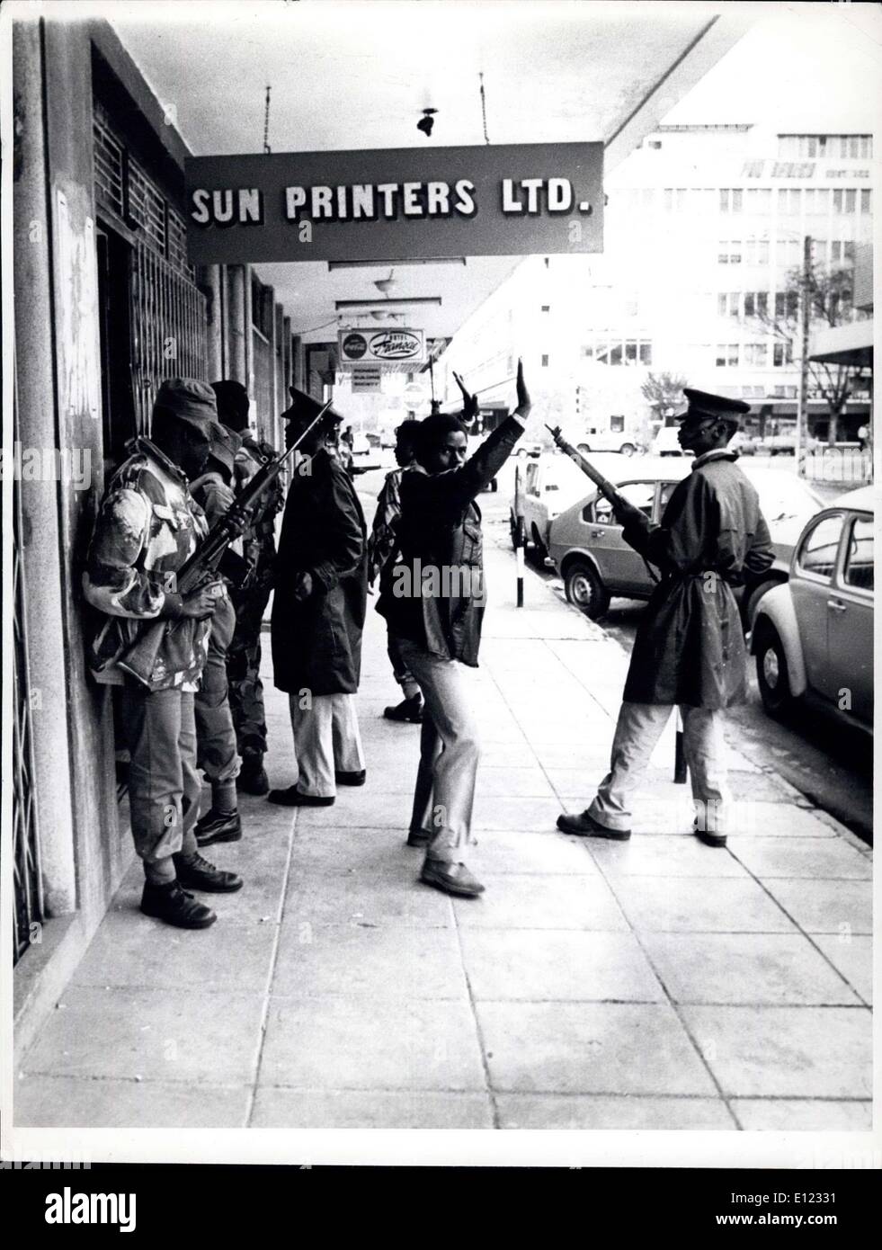 Aug. 01, 1982 - '''' Coup Attempt Kenya: A joint Army and Police security check on civilians was immediately la Stock Photo