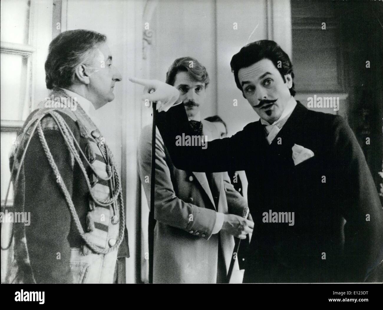 Feb. 21, 1984 - Volker Schlondorff's movie ''Un Amour de Swann,'' based on Marcel Proust's work, comes out in theaters tomorrow. Alain Delon and Jeremy Irons are pictured in a scene from the movie. Stock Photo