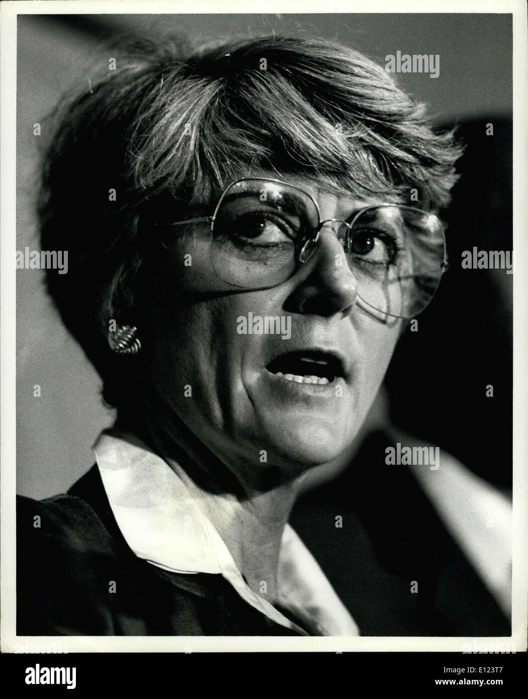 Jun. 18, 1984 - The Democratic Platform committee chair rep. Geraldine Ferraro briefing the press before the meeting. Stock Photo