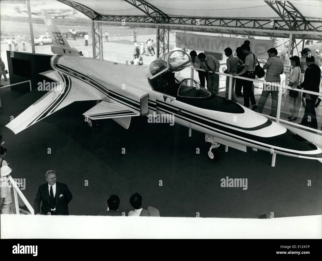 Jun. 06, 1985 - OPS: 36th Aeronautics and Aerospace International Show in Paris Le Bourget: Grumann (U.S.A.) is an experimental plane (one seat) Stock Photo