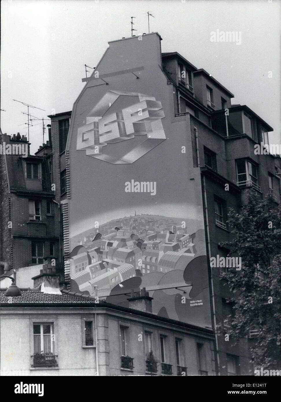 Jun. 10, 1985 - Ion Condiescu Ad on Wall on Boulevard Montparnasse in Paris Stock Photo