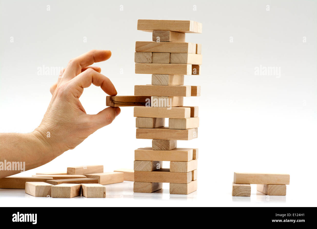 Wooden blocks game, balance. Stock Photo