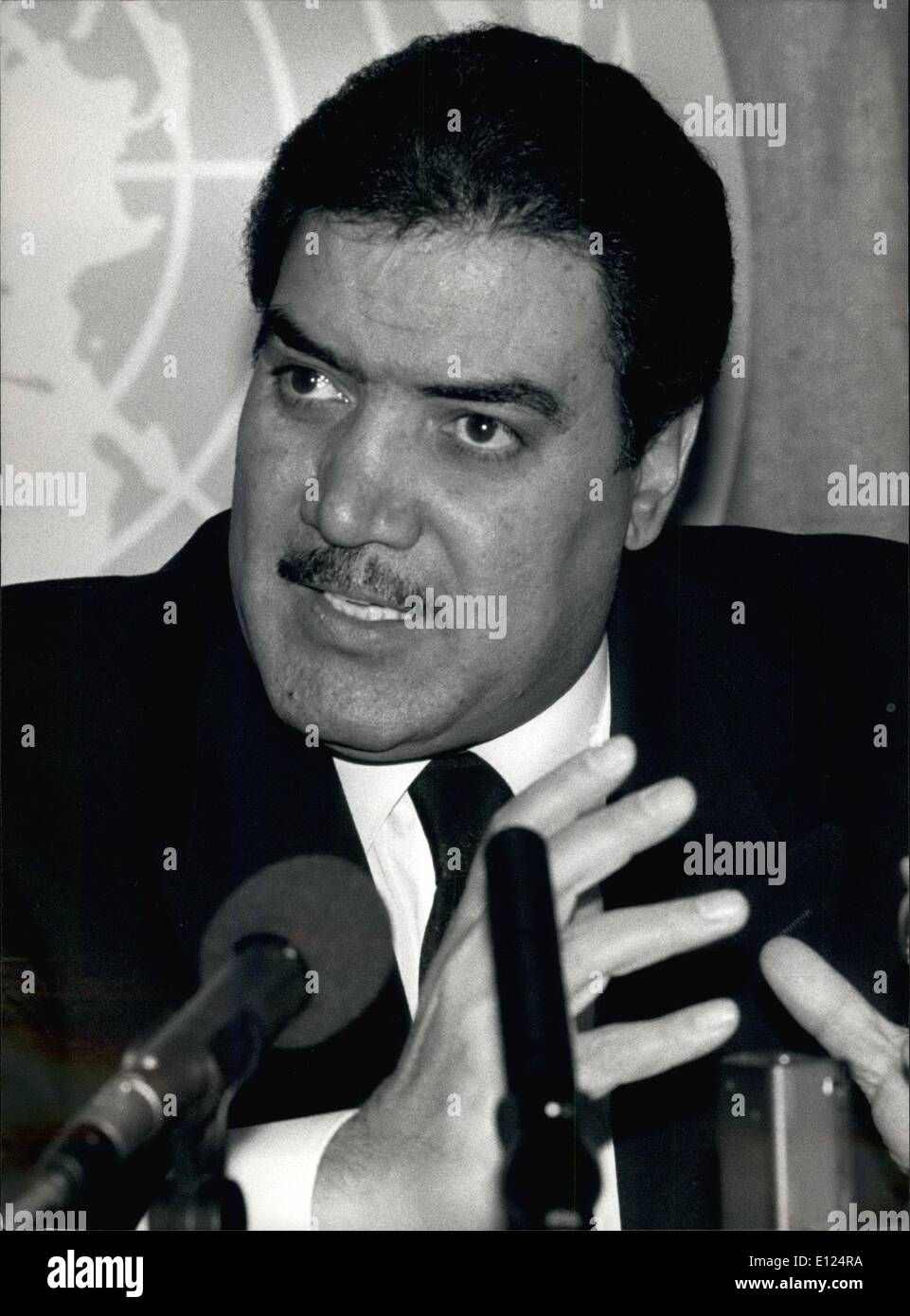 Nov. 11, 1990 - Mohammed Nadjibullah: Afghanistan's Presidnet Mohammed Nadjibullah at a press conference during peace talks with representatives of the Afghan resistance movement in Geneva, No. 21. Stock Photo