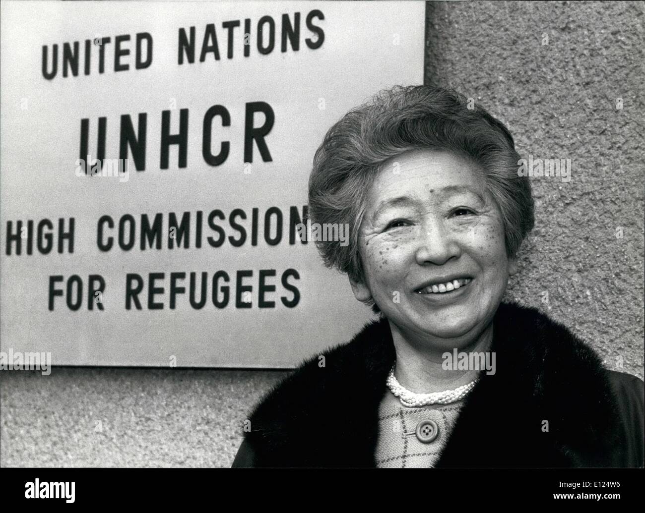 Feb. 02, 1991 - The New UNHCR-Commissioner The new UNHCR-Commissioner, Japanese Sadako Ogata, started in Geneva her difficult job. The 63-year-old Professor is the successor of Norwegian Thorvald Stoltenberg. Sadako Ogata is the first women-in-charge of this UN-Department in Geneva. Stock Photo