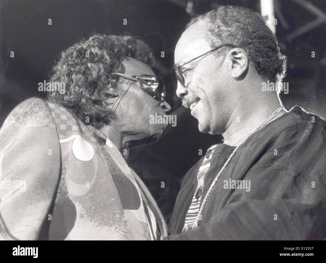 Jazz legend MILES DAVIS and QUINCY JONES at the Montreux Jazz Festival Stock Photo