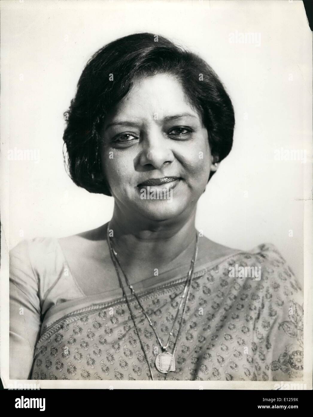 Nov. 11, 1987 - New U.N.F.P.A. Chief Nafis Sadik photographed in her office Stock Photo