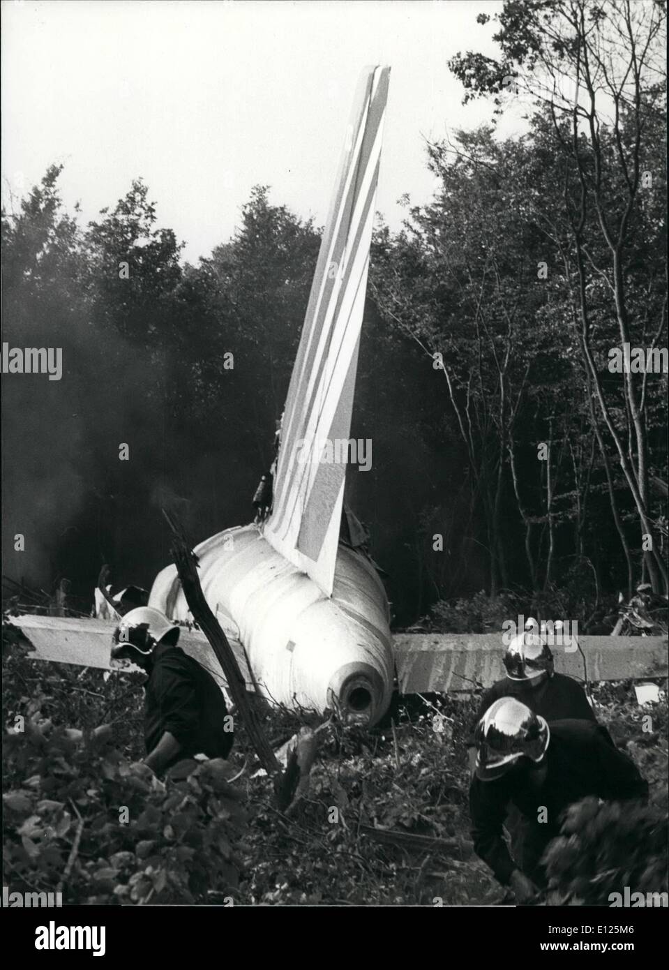 Jun. 06, 1988 - Reasons for Airbus crash still unclear ; After the crash of the Air France passenger Jet airbus A 320 experts are still unclear about the causes of the disaster. the plane crashed Sunday afternoon near type airport of mulhouse (France) and killed four people. Some ten passengers are still missing and about forty suffered from injuries. The A 320 it the first plane type which is flown completely ''by wire'', by digital electric contact rather than traditional direct mechanical construction. picture shows police and fire department officials looking for victims after the crash. Stock Photo