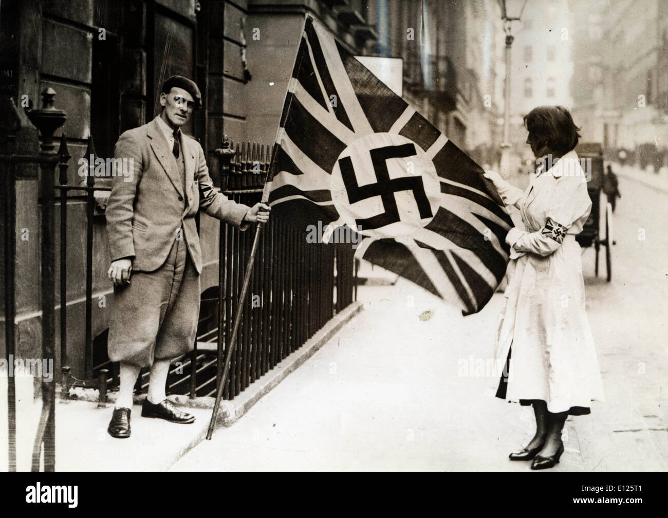 Jan 24, 2005; London, England, UK; (File Photo. Date Unknown) An English flag with the Nazi symbol in the middle is front of the Nazi Party building in London. . (Credit Image: KEYSTONE Pictures USA/ZUMAPRESS.com) Stock Photo
