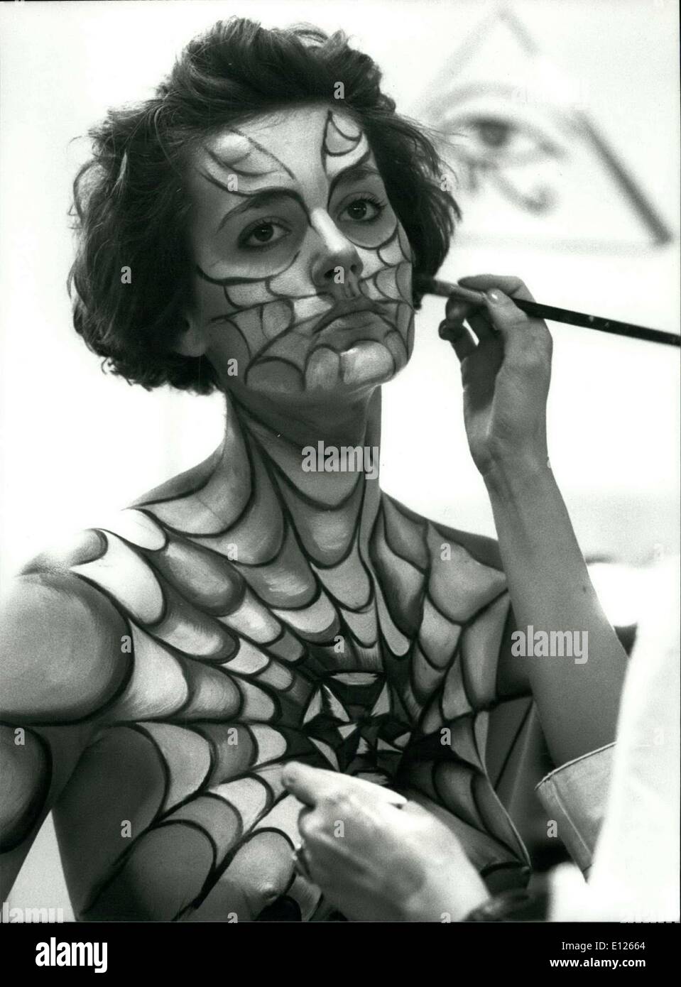 Oct. 23, 1989 - Body-Painting is Beauty-Treatment ? ?Estetica 89?, the first international professional fair of Beauty and Cosmetics, was opened in Lausanne on Sunday on October 22. Body-Painting as fine art: the design reminds the actual Batman-fever. Stock Photo