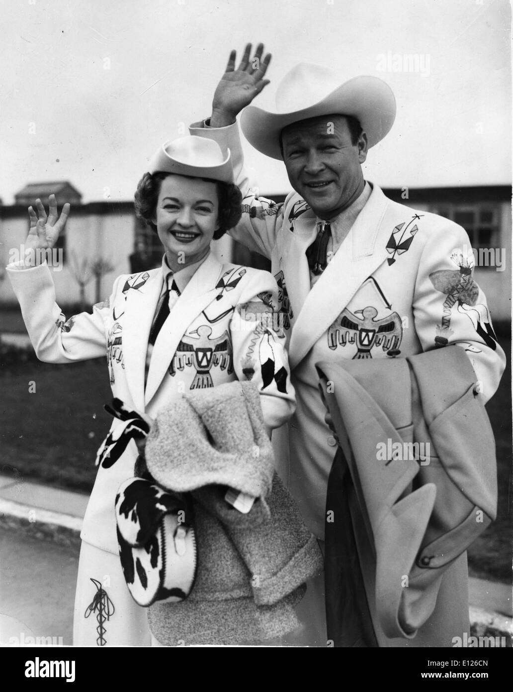 Jan 02, 2007; Los Angeles, CA, USA; LEONARD FRANKLIN SLYE aka ROY ROGERS (November 5, 1911 Ð July 6, 1998), who became famous as Roy Rogers, was a singer and cowboy actor. He and his third wife DALE EVANS, his golden palomino Trigger, and his German shepherd Bullet were featured in over one hundred movies and The Roy Rogers Show which ran on radio for nine years before moving to television from 1951 through 1964. His productions usually featured two sidekicks, Pat Brady (who drove a jeep called 'Nellybelle') and the crotchety bushwhacker Gabby Hayes. Roy's nickname was 'King of the Cowboys' Stock Photo