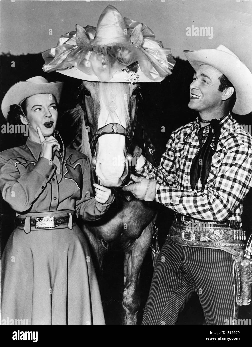 Jan 02, 2007; Los Angeles, CA, USA; LEONARD FRANKLIN SLYE aka ROY ROGERS (November 5, 1911 Ð July 6, 1998), who became famous as Roy Rogers, was a singer and cowboy actor. He and his third wife DALE EVANS, his golden palomino TRIGGER, and his German shepherd Bullet were featured in over one hundred movies and The Roy Rogers Show which ran on radio for nine years before moving to television from 1951 through 1964. His productions usually featured two sidekicks, Pat Brady (who drove a jeep called 'Nellybelle') and the crotchety bushwhacker Gabby Hayes. Roy's nickname was 'King of the Cowboys' Stock Photo