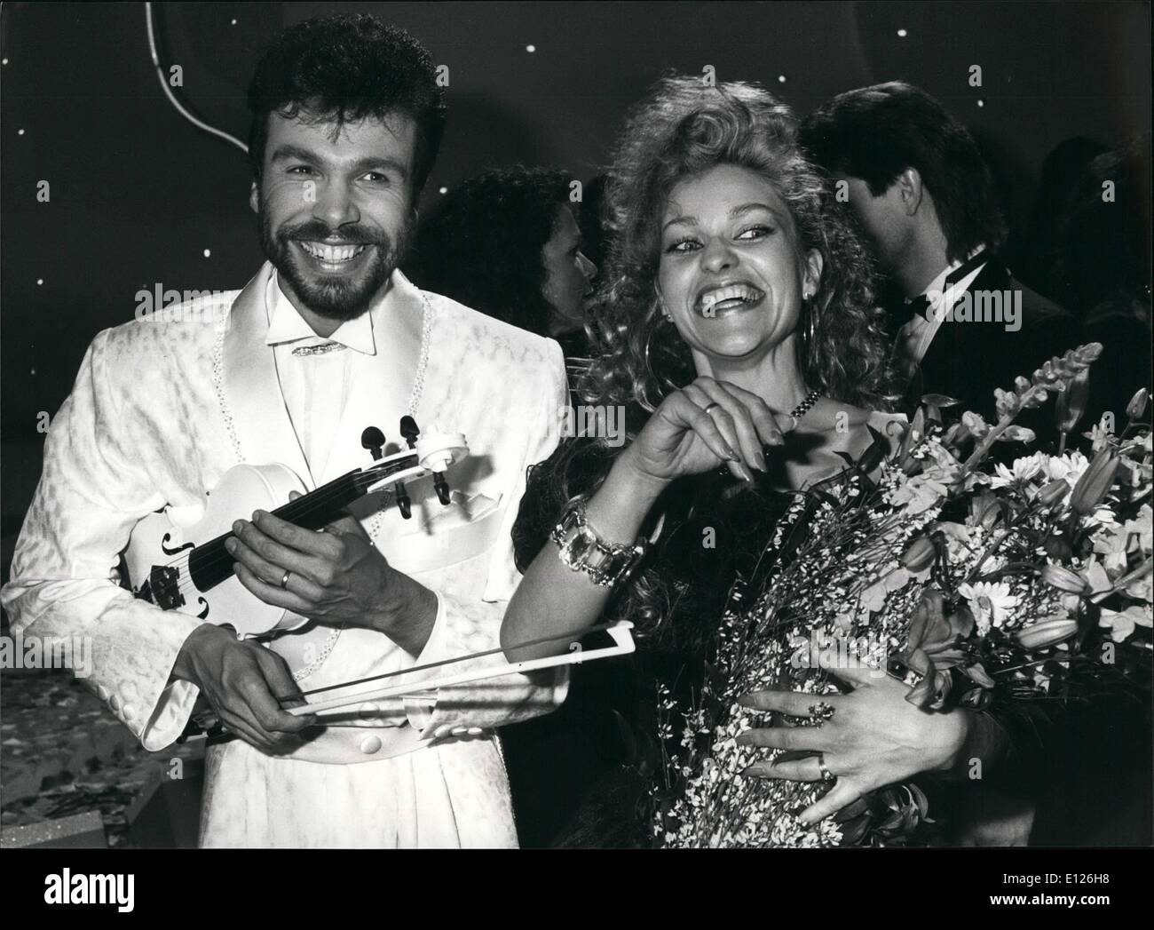Mar. 03, 1990 - Grand Prix Eurovision de la Chanson : Egon Egemann will represent Switzerland.Egon Egemann picture, together wi Stock Photo
