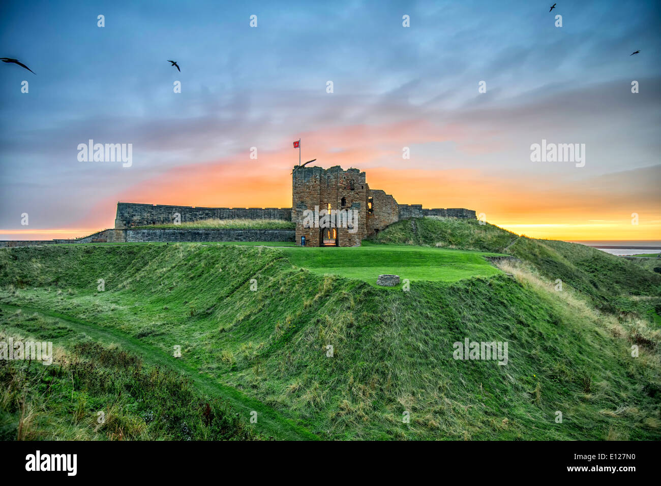 Castle in Tynemouth at dawn Stock Photo Alamy