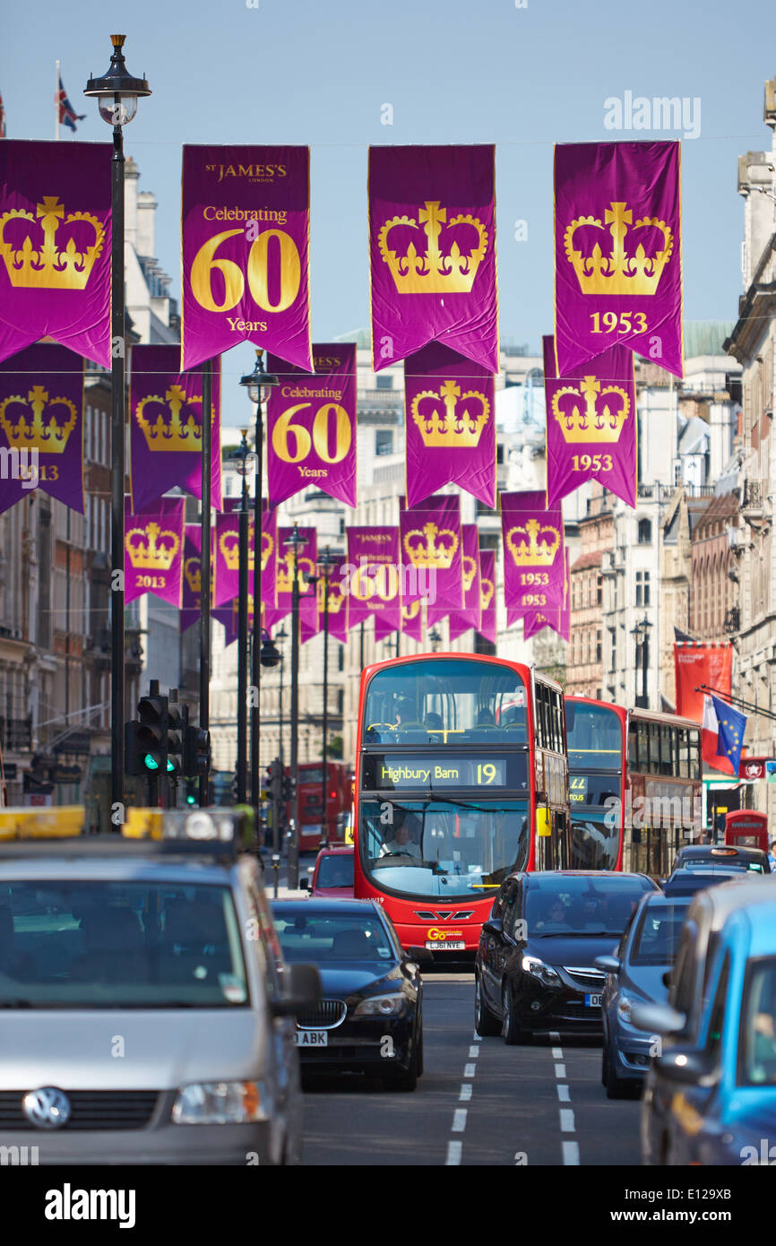 Banners In Regent Street London Celebrating The 60th Anniversary