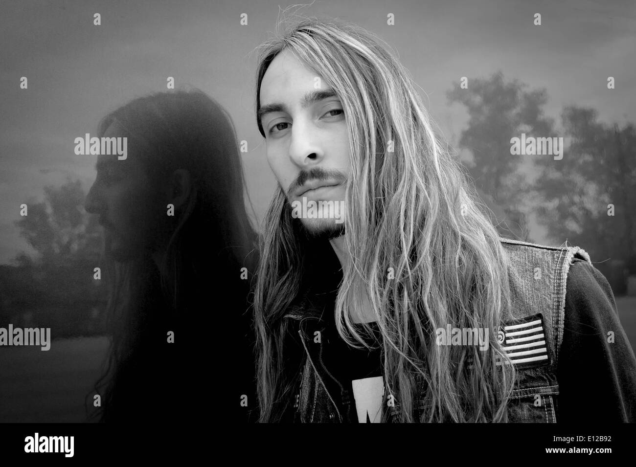 Columbus, Ohio, USA. 16th May, 2014. Members of American metal band 'Black Label Siciety' posed for quick portraits backstage at Rock On The Range festival in Columbus, Ohio. In picture: guitarist DARIO LORINA. © Igor Vidyashev/ZUMAPRESS.com/Alamy Live News Stock Photo