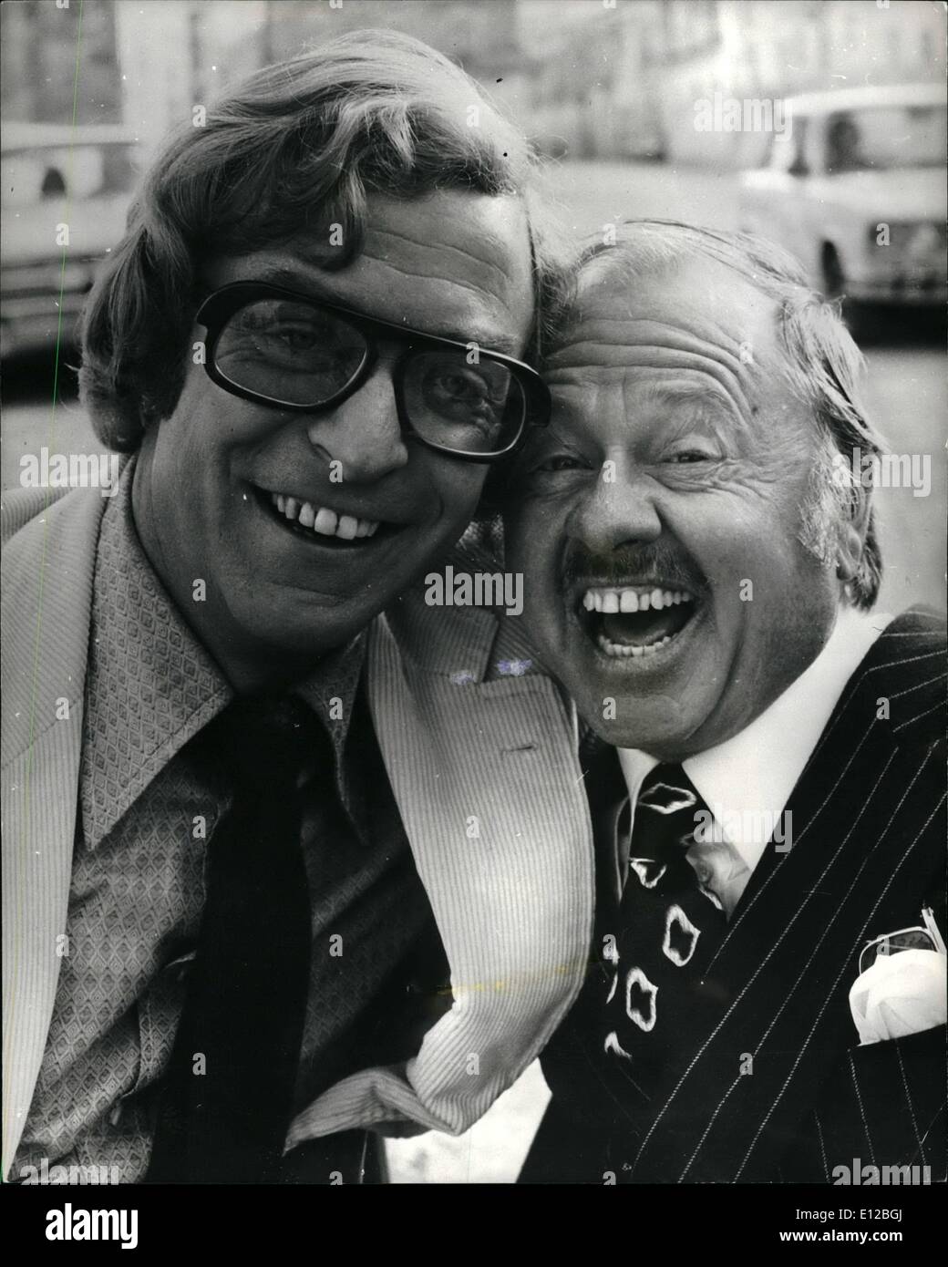 Dec. 09, 2011 - Smiling Stars: Film Stars Michael Caine (left) and Mickey Rooney, get their heads together for a laugh - in Malta, where they were making anew comedy-thriller called ''Pulp'' - a Three M's Production for United Artists release. Stock Photo