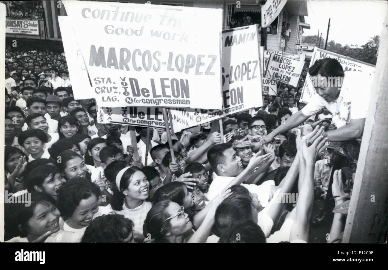 Dec. 16, 2011 - Philippine President Ferdinand Marcos campaigning 1969 in his bid for a second 4-yr. term. Stock Photo