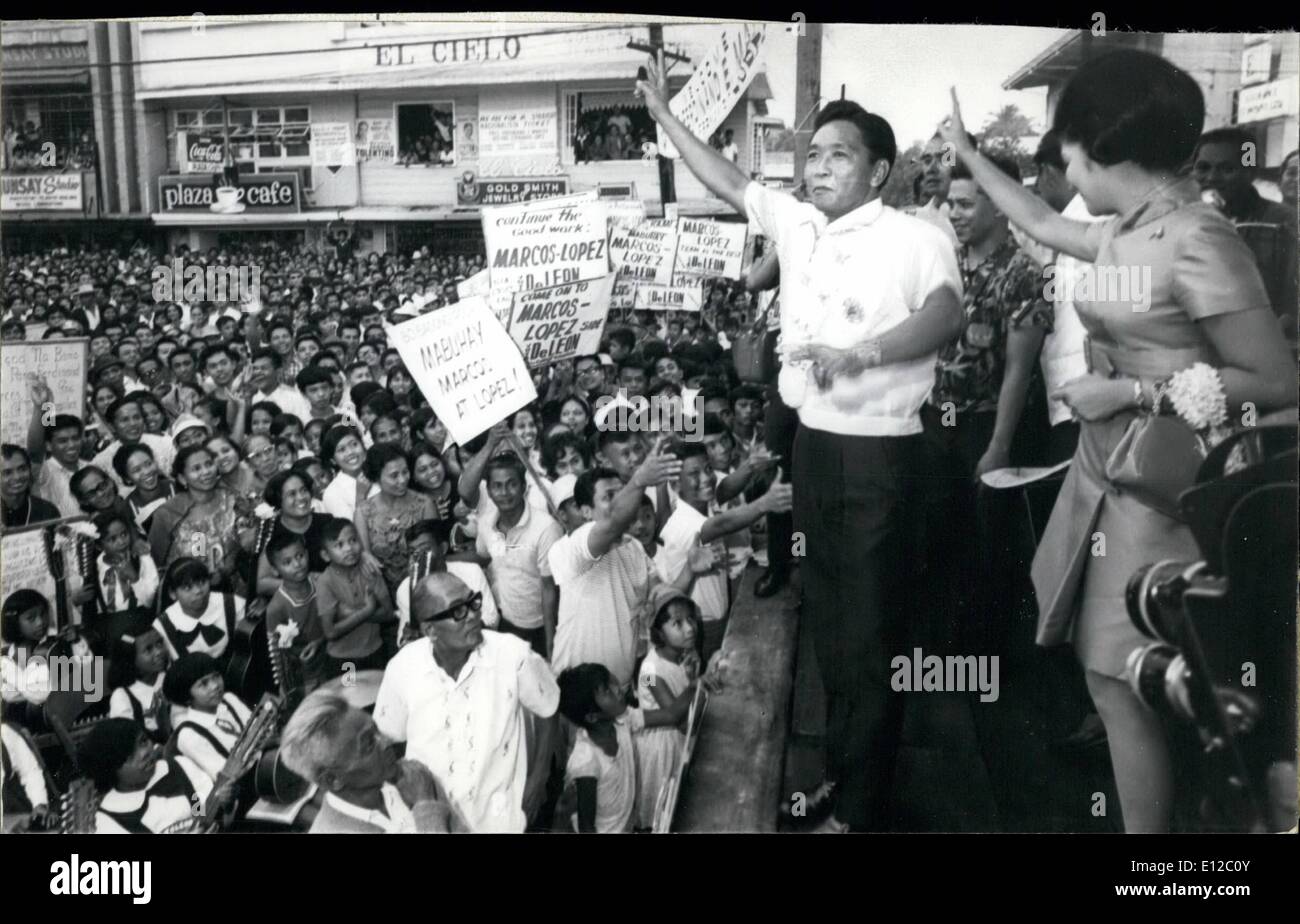 Dec. 16, 2011 - Philippine President Ferdinand Marcos campaigning 1969 in a bid for a second term. Stock Photo