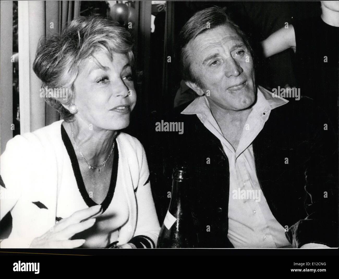 Dec. 16, 2011 - Kirk Douglas will become 60 on December 9th 1976. On December 9th 1976, Hollywood star Kirk Douglas (seen here with his wife Anne) will become 60 years old. The actor was born in New York state as the son of Russian immigrants. After studies at the American Academy of Dramatic Arts, he came out on Broadway in 1941, but then had to join tha Navy during the war. In 1946 Kirk Douglas played his first role in a movie picture called The Strange Love of Marty Ivers , with Barbara Stanwyck Stock Photo