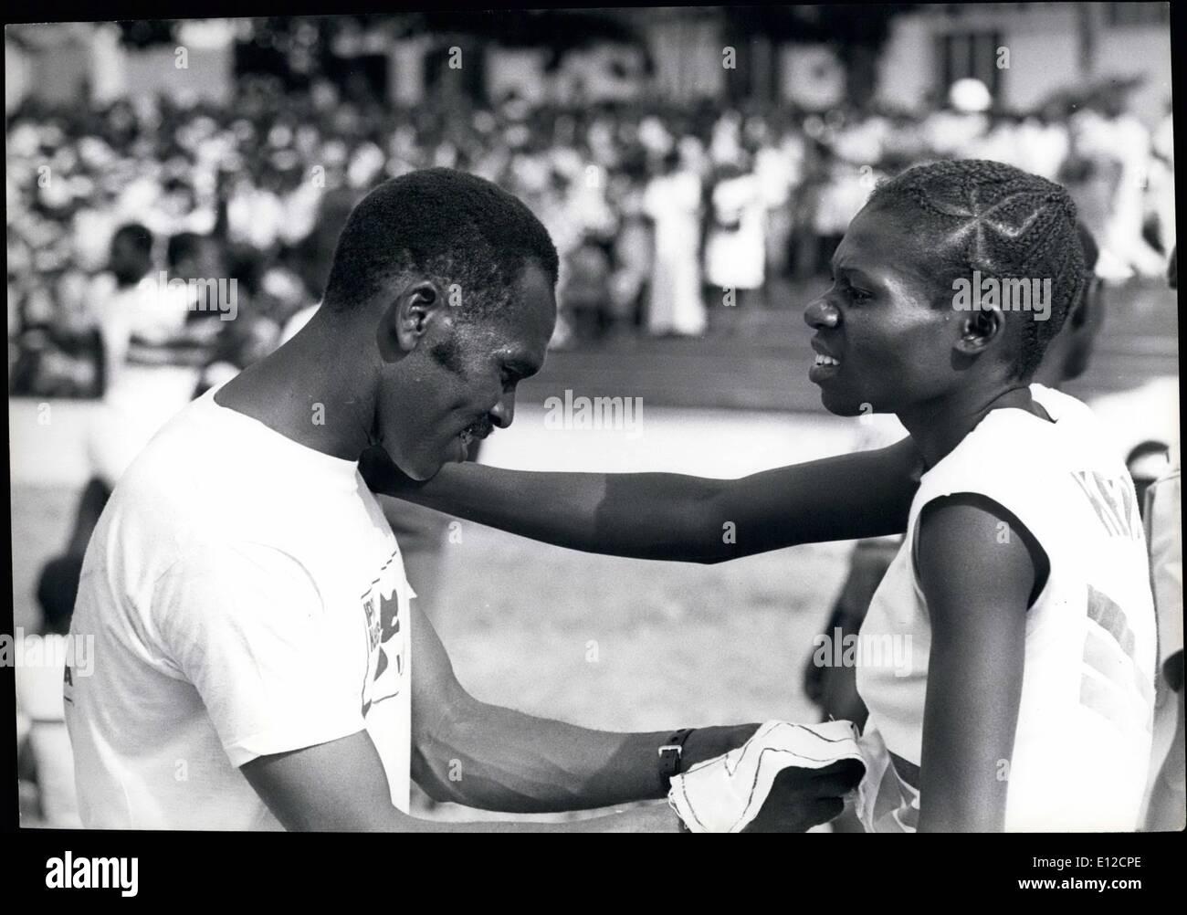 Dec. 16, 2011 - Kenya: sports: Adala: Alice Adala: sprinter, qualified for Montreal Olympics with a time of 23.5 sec in the 200m. Has long been Kenya's top women sprinter, and track career dates back to mind- sixties when she completed for her secondary school. Holds the Kenya records in 100m at 11.7 sec and 200 meters in 23.5 sec. Pictured here with Kip Keino. An inspector of Police stationed at the Kenya Police College. Stock Photo