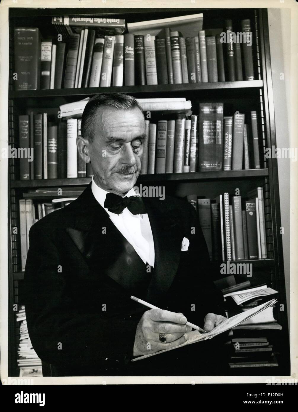 Dec. 14, 2011 - Author Thomas Mann.: The noted author of ''The Magic Mountain'', among other works, has his picture taken in his study. Stock Photo