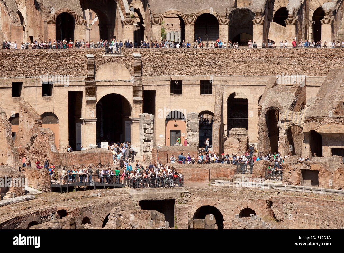 Colosseum, Rome interior, aka the Flavian Amphitheatre, ancient 1st century AD Roman building Rome Italy Europe Stock Photo