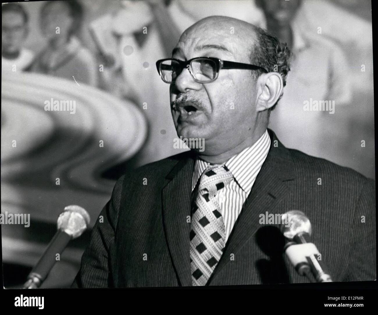 Jan. 09, 2012 - Mahmoud Riad, Secretary-General of the Arab League. Born 1917. Educated Military Academy and Staff College. (Egyption) Ambassador to Syria, 1955. President;s Counsel Ambassador to the UN, 1962. Minister for foreign Affairs, deputy Prime Minister, 1970. Credit: Camerapix Stock Photo