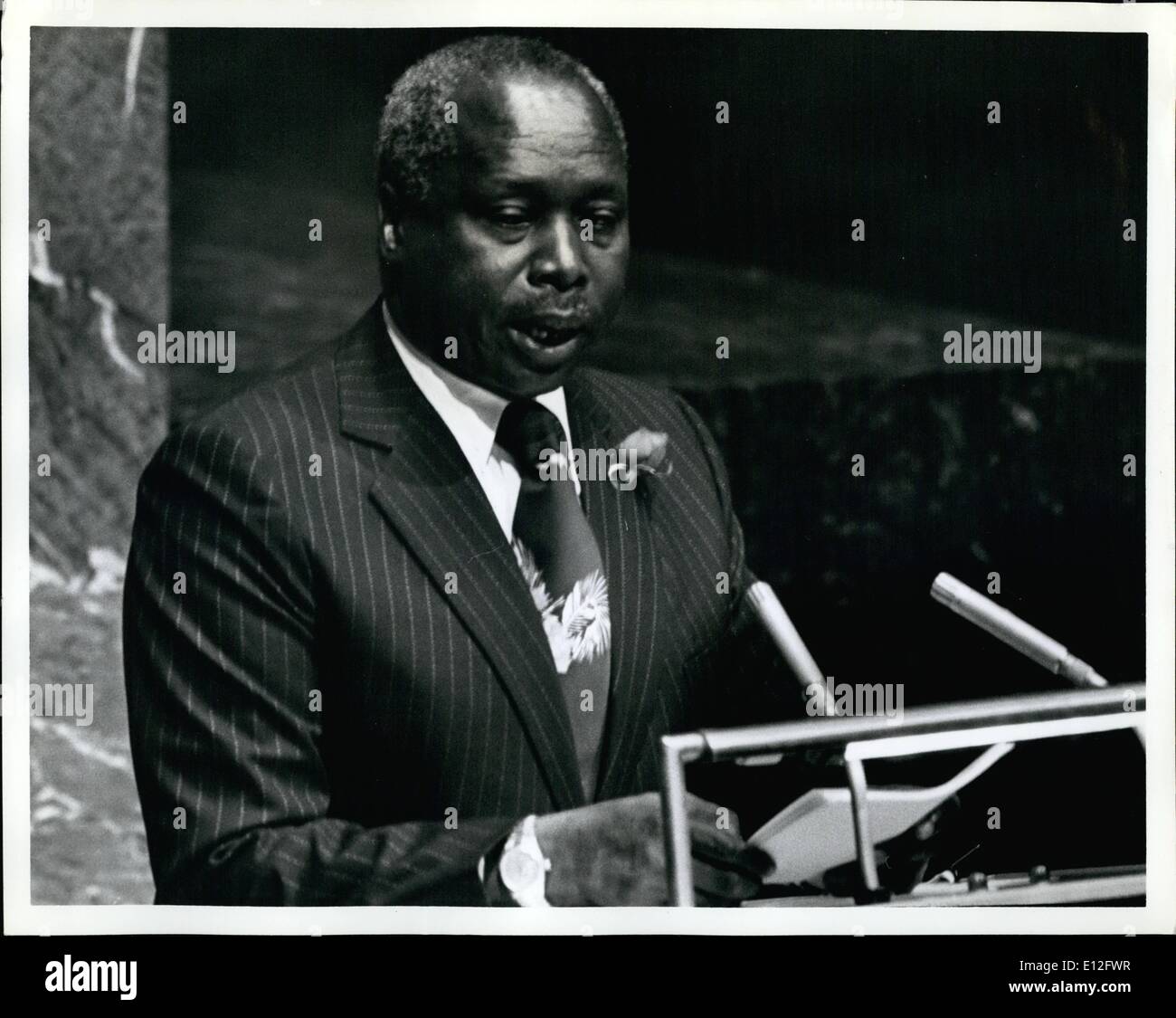 Jan. 09, 2012 - Fall 1981 The United Nations New York: The President of Kenya Mr. Daniel Arap Moi addressed the thirty sixth general assembly. Stock Photo