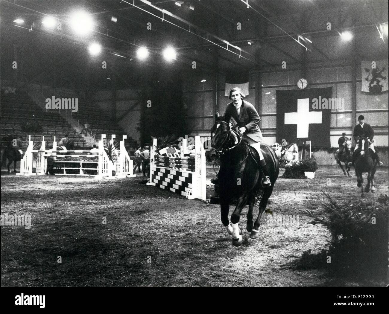 Jan. 10, 2012 - Equestrian Center in Montilier - Swiss equestrian sports now have a new center of large dimensions in the village of Montilier in the french part of Switzerland. The room where tha jumping take place has a competing surface of 40 x 100 meters, exceptional for a hall. Stables for about 40 horses also are part of the center which in a near future will invite for international competition. Keystone Zurich 72-11-13 Stock Photo